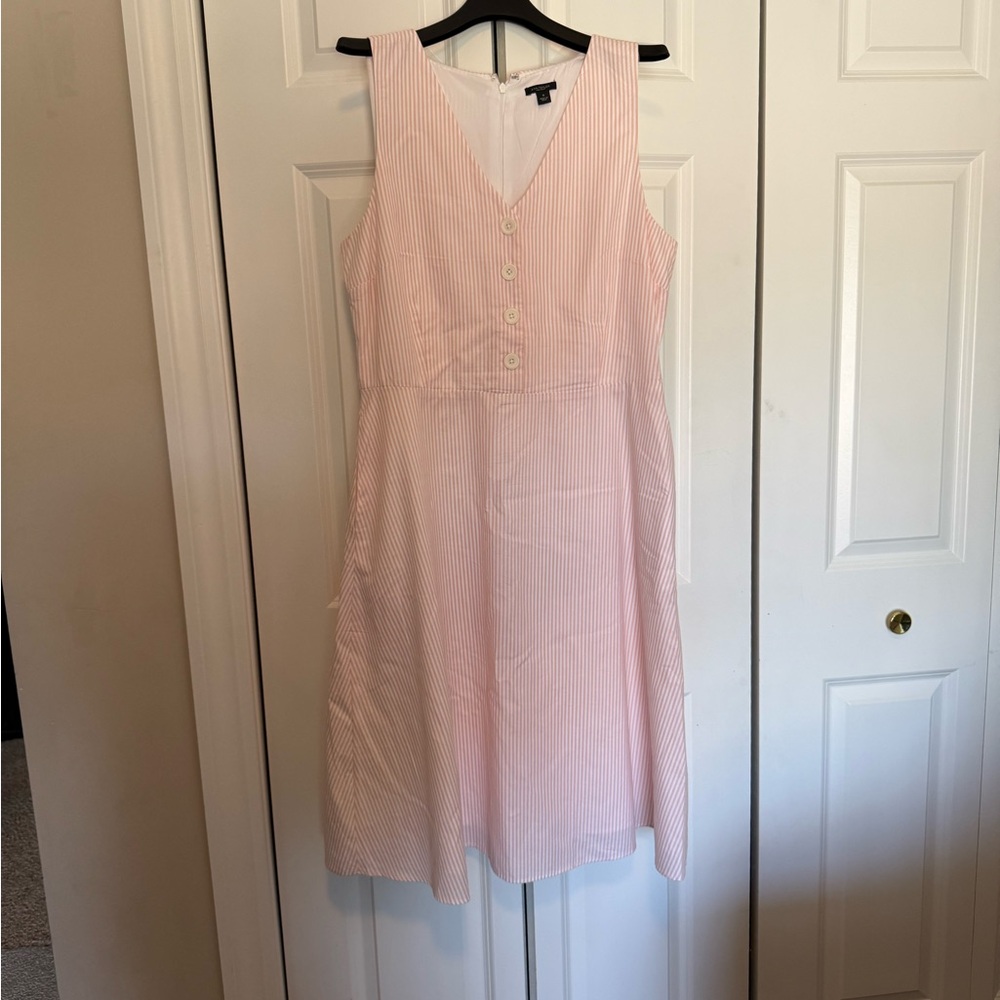 Ann Taylor Light Pink Striped Midi Dress NWOT